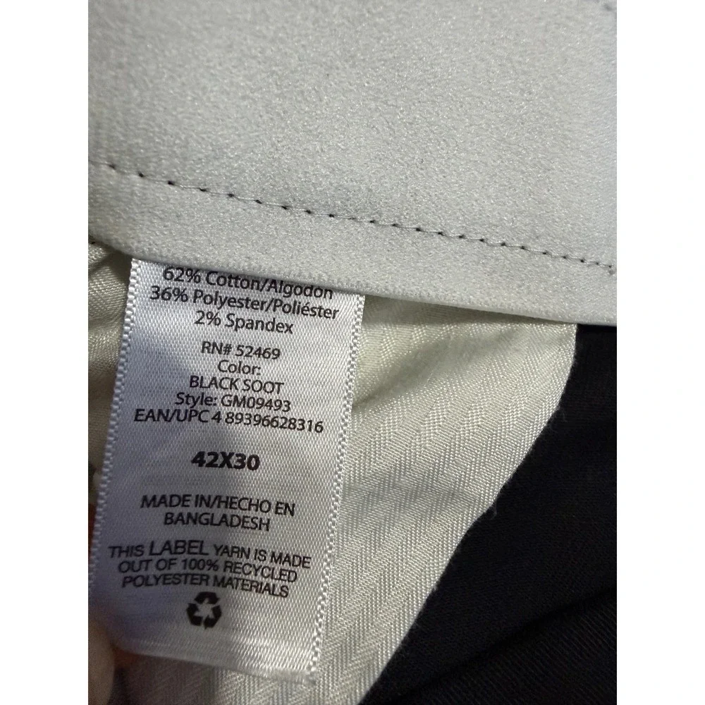 George Mens Chino Pants 42x30 Black Soot Stretch Straight Leg GM09493 Minimalist